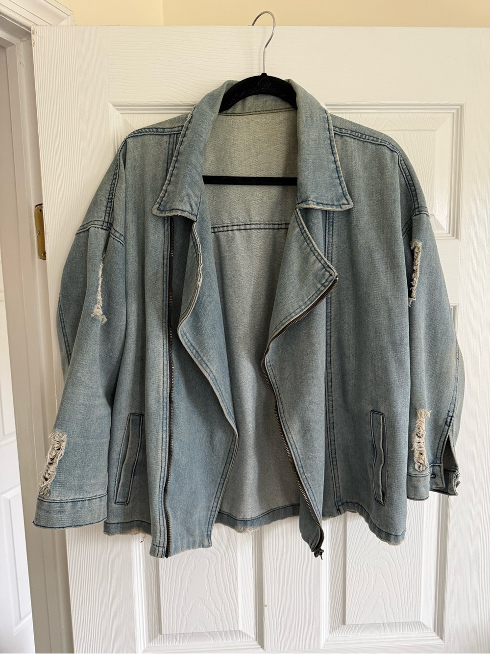 Vintage Distressed Denim Jacket - Women